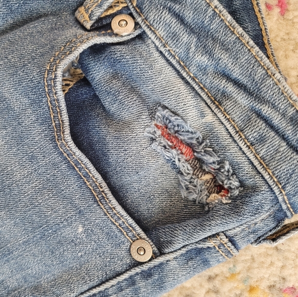 Gypsy Warrior Distressed Skinny Jean Sz 5 plaid patches - Picture 3 of 8